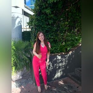 Aqua Bright Pink Jumpsuit